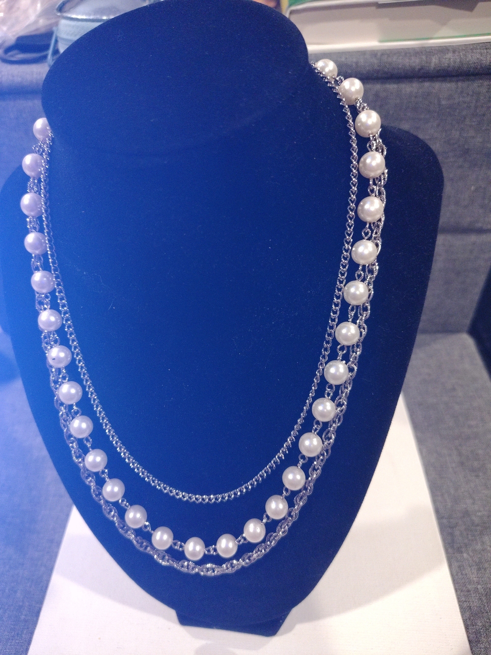 Act ll Pearl & Silver Layered Necklace — Elegant White Pearl Chains